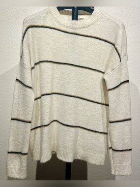 Mus & Bombon Striped Crewneck Sweater - Cream, Black & Brown - Size XS (Women’s)